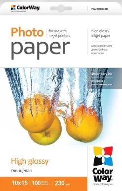 Colorway High Glossy Photo Paper, 100 Sheets, 10x15, 230 G/m²